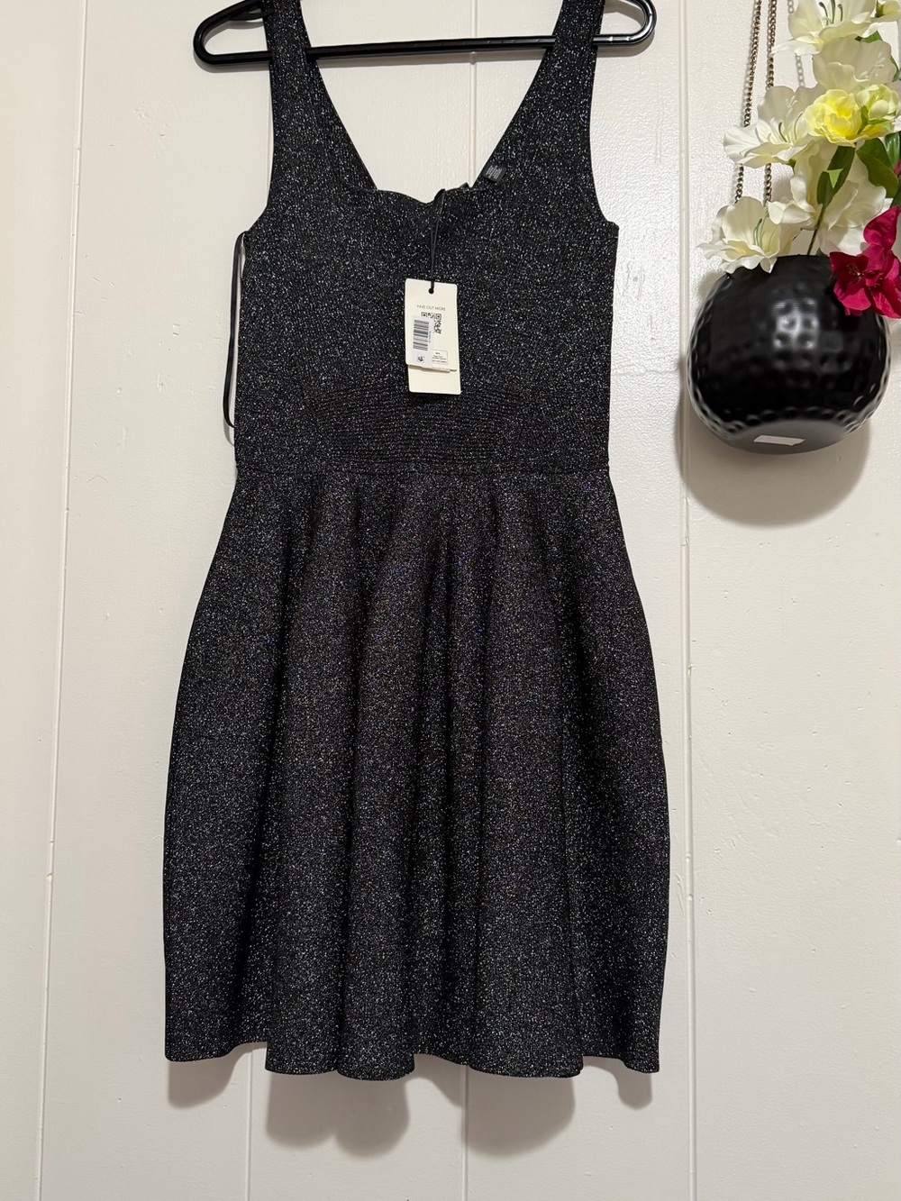 Ted Baker Black Sparkle Sleeveless Fit & Flare Dress
